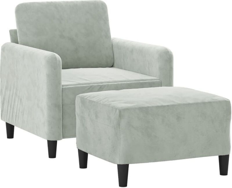 Sessel mit Hocker Hellgrau 60 cm Samt Vidaxl