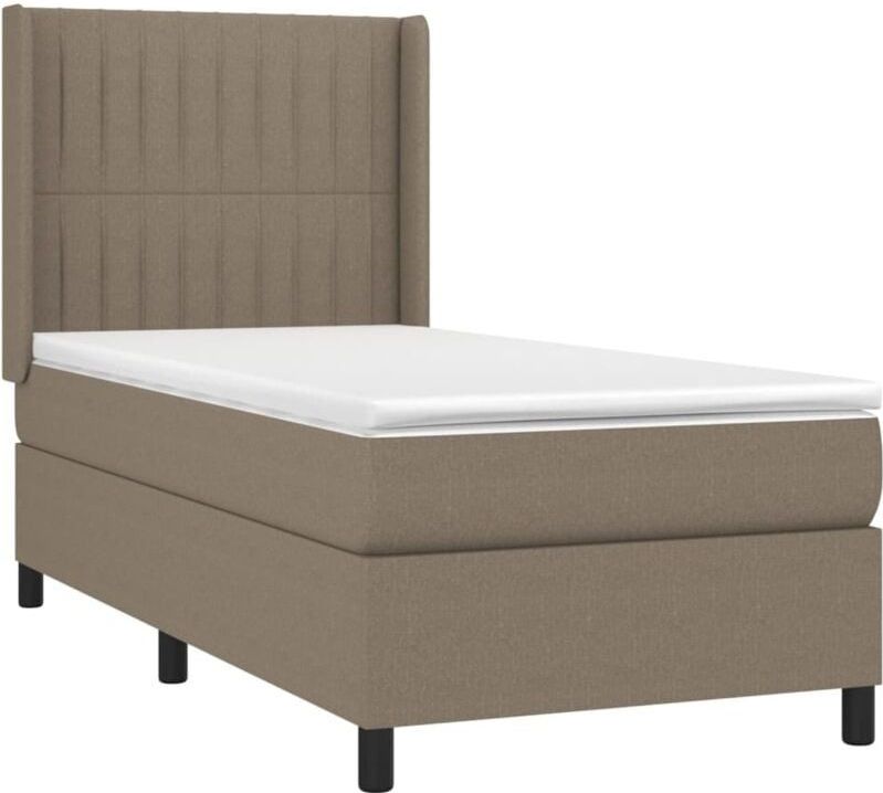 Vidaxl - Boxspringbett mit Matratze Taupe 100x200 cm Stoff