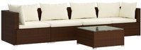 5-tlg. Garten-Lounge-Set mit Kissen Poly Rattan Braun Vidaxl