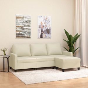 Torana - 3-Sitzer-Sofa mit Hocker Creme 180 cm Kunstleder