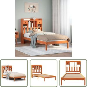 VidaXL Massivholzbett mit Regal ohne Matratze Wachsbraun 100x200 cm