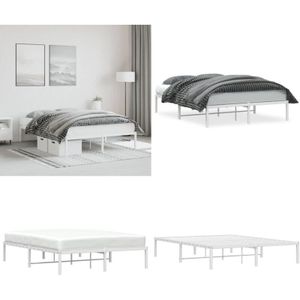 Bettgestell Metall Weiß 140x200 cm - Metallbettfundament - Weißes Bettgestell - Doppelbett Gestell - Schlafzimmer Möbel - Boxspring Rahmen - Home &