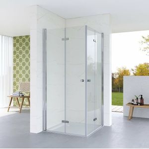Aquabatos - Duschkabine Falttür Pendeltür Duschabtrennung Duschwand Glas Eckdusche rahmenlos Faltbar klappbar Höhe 187 cm 70x90 cm