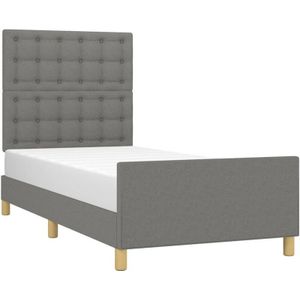 Bettgestell mit Kopfteil Dunkelgrau 90x190 cm Stoff vidaXL