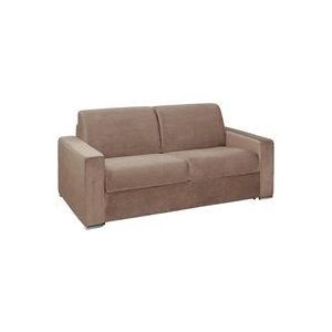 Vente-unique - Schlafsofa 3-Sitzer - Liegefläche: 140 cm - Matratzenhöhe: 18 cm - Samt - Beige - calito