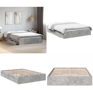 Vidaxl - Bettgestell mit Schubladen Betongrau 140x190 cm Holzwerkstoff - Bettesrahmen - Doppelbett - Holzbett - Schubladentresore - Bettkasten - Home