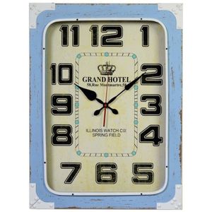 Rechteckige Grand Hotel Uhr aus hellblauem Metall und Holz cm45x7h60