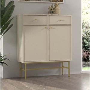 Kommode Tonkin Sideboard mit zwei Schubladen und Gestellbeine Beige - Furnix
