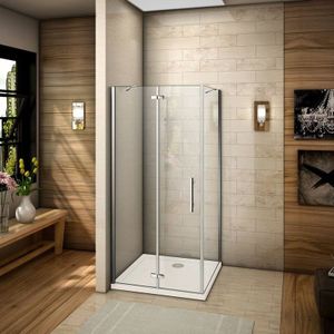 100cm Tür mit 90cm Seitenwand H.195cm Duschkabine Scharniertür Duschabtrennung 6mm nano Glas Dusche