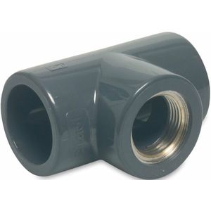 Mega Group - Mega T-Stück 90° pvc-u 20 mm x 1/2 Zoll x 20 mm Klebemuffe x ms Innengewinde x Klebemuffe 16 bar, grau