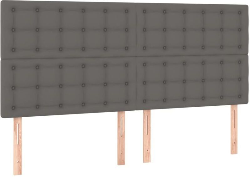 Led Kopfteil Grau 200x5x118/128 cm Kunstleder Vidaxl