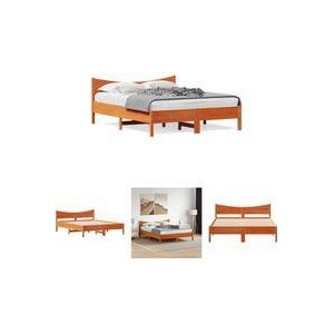 The Living Store - Massivholzbett ohne Matratze Wachsbraun 150x200 cm Kiefernholz - Holzbett - Kiefernholzbett - Massives Holzbett - Doppelbett
