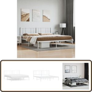 Bettgestell mit Kopfteil Metall Weiß 180x200 cm - Metallbett - Doppelbett - Boxspringbetten - Bettgestell - Weißes Bett