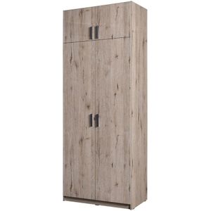 Lomadox - Kleiderschrank 2-türig mit Aufsatzschrank, 92cm breit, Eiche, SELAWIK-166