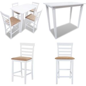 Vidaxl - Stehtisch und 4 Barhocker Holz Weiß - Stehtisch - Barhocker - Küchenmöbel - Essbereich - Wohnzimmer Dekoration - Home & Living