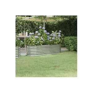 Hochbeet Pulverbeschichteter Stahl 152x40x36 cm Silbern Vidaxl