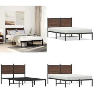 Vidaxl - Metallbett ohne Matratze Braun Eichen-Optik 120x190 cm - Metallbett - Doppelbett - Boxspringbetten - Bettsystem - Eiche Optik - Home & Living