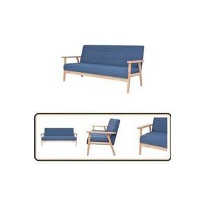 Vidaxl - 3-Sitzer-Sofa Stoff Blau - Drehsessel - Sofa Blau - Wohnzimmer Möbel - Stoffcouch - Gemütliches Sofa
