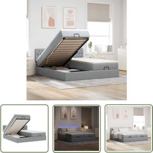 VidaXL Ottoman-Bett mit Matratzen & LEDs Hellgrau 180x200 cm Stoff