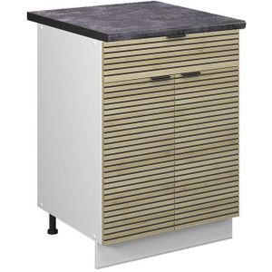 Küchenunterschrank Fame-Line, Eiche Paneel, 60 cm mit Schublade, ap Anthrazit Vicco