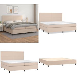Boxspringbett Matratze Cappuccino-Braun 200x200cm Kunstleder - Boxspringbett - Doppelbett - Bettenrahmen - Kunstlederbett - Kapuzenbett - Home &