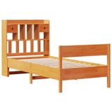 Massivholzbett mit Regal ohne Matratze Wachsbraun 100x200 cm Vidaxl