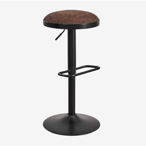 Sklum - 4er-Set höhenverstellbare Barhocker aus Metall und Stoff Igarasi Schwarz - Braun Choco
