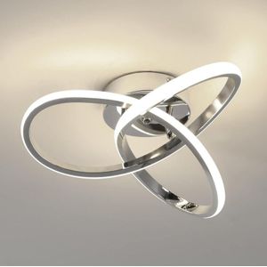 Plafonnier led Moderne, Kreatives LED-Deckenleuchte aus Aluminium 30W, Pendelleuchte für Küche, Wohnzimmer, Schlafzimmer, Esszimmer - Silber