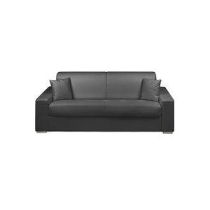 Vente-unique - Schlafsofa 4-Sitzer - Liegefläche: 160 cm - Matratzenhöhe: 14 cm - Kunstleder - Schwarz - emir