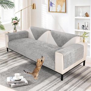 CSPARKV (weiches Chenille-Grau, 70 x 150 cm) Dicker Sofabezug für 1/2/3/4-Sitzer, L-förmig, Sofabezug-Schutz, universeller rutschfester Couchbezug