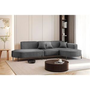 Fun Moebel - Ecksofa Designersofa valencia in Stoff Scala Anthrazit Ottomane Rechts