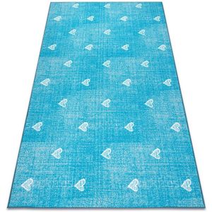 Teppich für Kinder hearts Jeans, vintage Herzen - türkis blue 200x200 cm