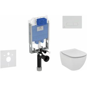 Ideal Standard - ProSys - Set - Vorwandelement, Klosett und WC-Sitz Tesi, Betätigungsplatte Oleas M1, chrom matt ProSys80M SP89