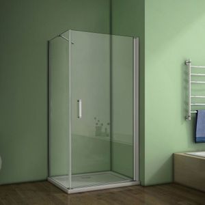 B:76 x T:70 x H:185cm esg Nano Glas Drehtür Eckeinstieg Pendeltür Duschkabine (eloxierten mit mit Elektrophorese)