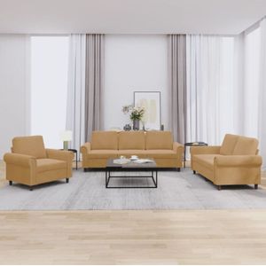Torana - 3-tlg. Sofagarnitur mit Kissen Braun Samt