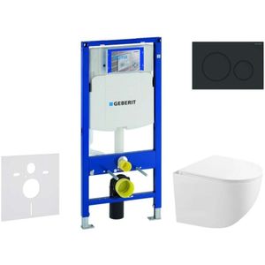 Duofix - Set Vorwandelement, Kompakt-WC-Gaia mit Softclose-Sitz und Sigma20-Bet�ätigungsplatte, schwarz matt/schwarz SANI11CA5119 - Geberit
