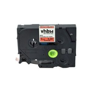 Vhbw - 1x Schriftband-Kassette kompatibel mit Brother pt P300BT, P750TDI, P700, H75, H75S, P750, P750W Etiketten-Drucker 9mm Schwarz auf Rot, Flexibel