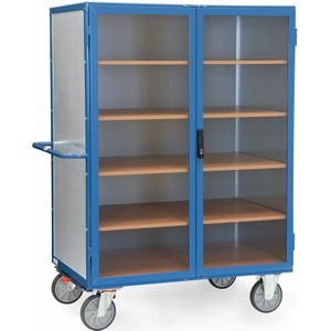 Fetra Kastenwagen 750 kg Tragkraft aus verzinktem Stahlblech, Flügeltür mit transparenter Füllung, verschließbar 1200x780mm