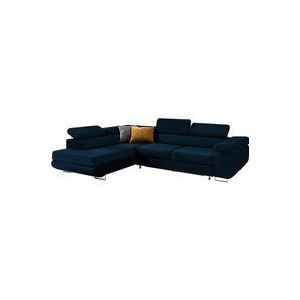 Ecksofa, links umwandelbar, 4-Sitzer, Wilson Velours Blau