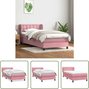 VidaXL Boxspringbett mit Matratze Rosa 80x220 cm Samt