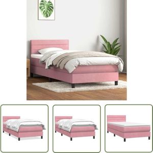 VidaXL Boxspringbett mit Matratze Rosa 90x220 cm Samt