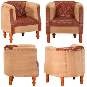 Vidaxl - Sessel Braun Echtleder und Massivholz Mango - Ledersessel - Sessel Braun - Wohnzimmersessel - Relaxsessel - Ecksofa - Home & Living