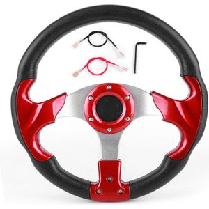 Eosnow 320 mm/12,5 Zoll Rennwagen-Lenkrad mit Hupenknopf, PVC, rote Farbe, universelles modifiziertes Teil