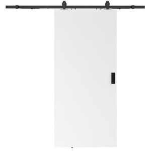 Vente-unique - Schiebetür mit Laufschienensystem - 205 x 73 cm - mdf + Kunststoff (pvc) - Weiß - varin ii