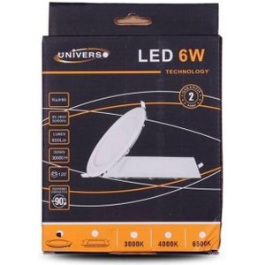 Trade Shop Traesio - Trade Shop - 6W schlankes led paneel vertieft rund pvc warmes natürliches kaltes licht P105AT -