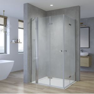 Aqualavos - Duschkabine Eckeinstieg Glas Falttür 90 95 100 110 120 140 cm Eckdusche Duschwand Drehfalttür Duschabtrennung Faltbar Duschtür mit