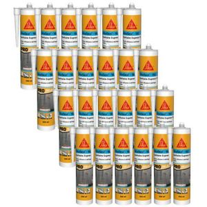 Sika - Set von 24 schnelltrocknenden Silikondichtstoffen Seal-182 Sanitär Express 1h - Weiß - 300ml