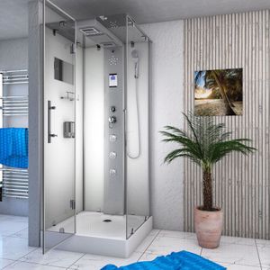 Dampfdusche Duschtempel Sauna Dusche Duschkabine D38-10L2-EC 90x90 cm mit 2K Scheiben Versiegelung