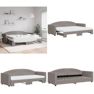 Tagesbett Ausziehbar mit Matratzen Taupe 80x200 cm Stoff - Sofa Bett - Schlafcouch - Gästebett - Ausziehbett - Tagesbett - Home & Living