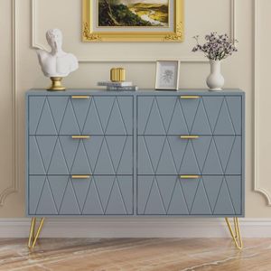 Kommode mit 6 Schublanden, 100 x 34 x 73 cm, Schrank mit 6 Schubladen, Highboard, tv Schrank, Sideboard mit Schubladen, Schmal kommode, Schrank für